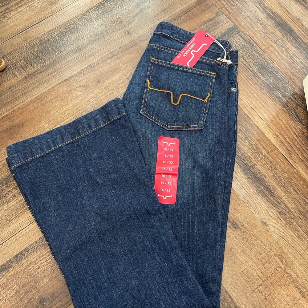 Jennifer by Kimes Ranch Dark Blue Flare Jeans with Contrast Stitching